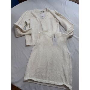 NWT Sundays By We Are Sundays 2 Piece Cream Knit Sweater Top Set Size Large New